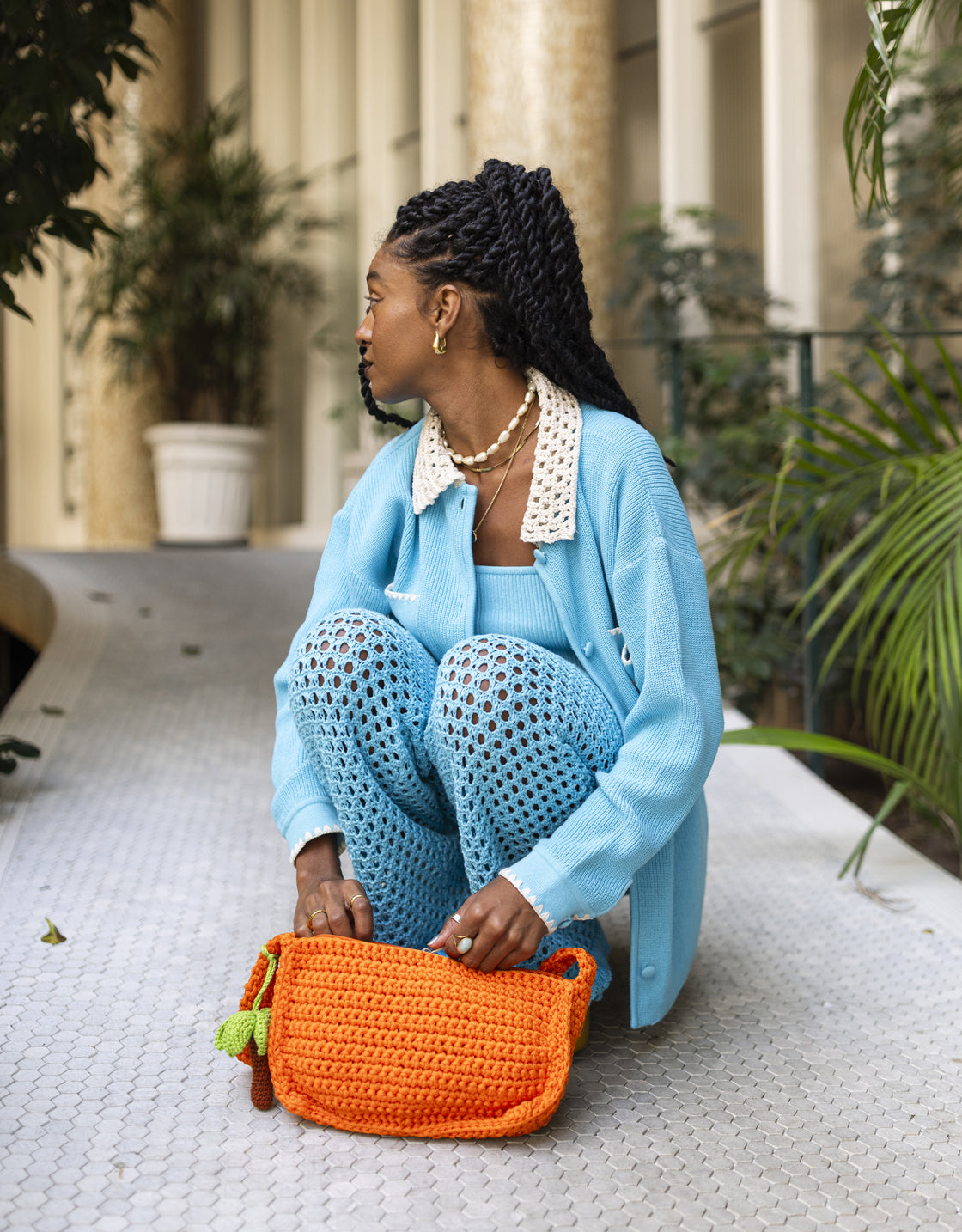 Bolsa baguette crochê