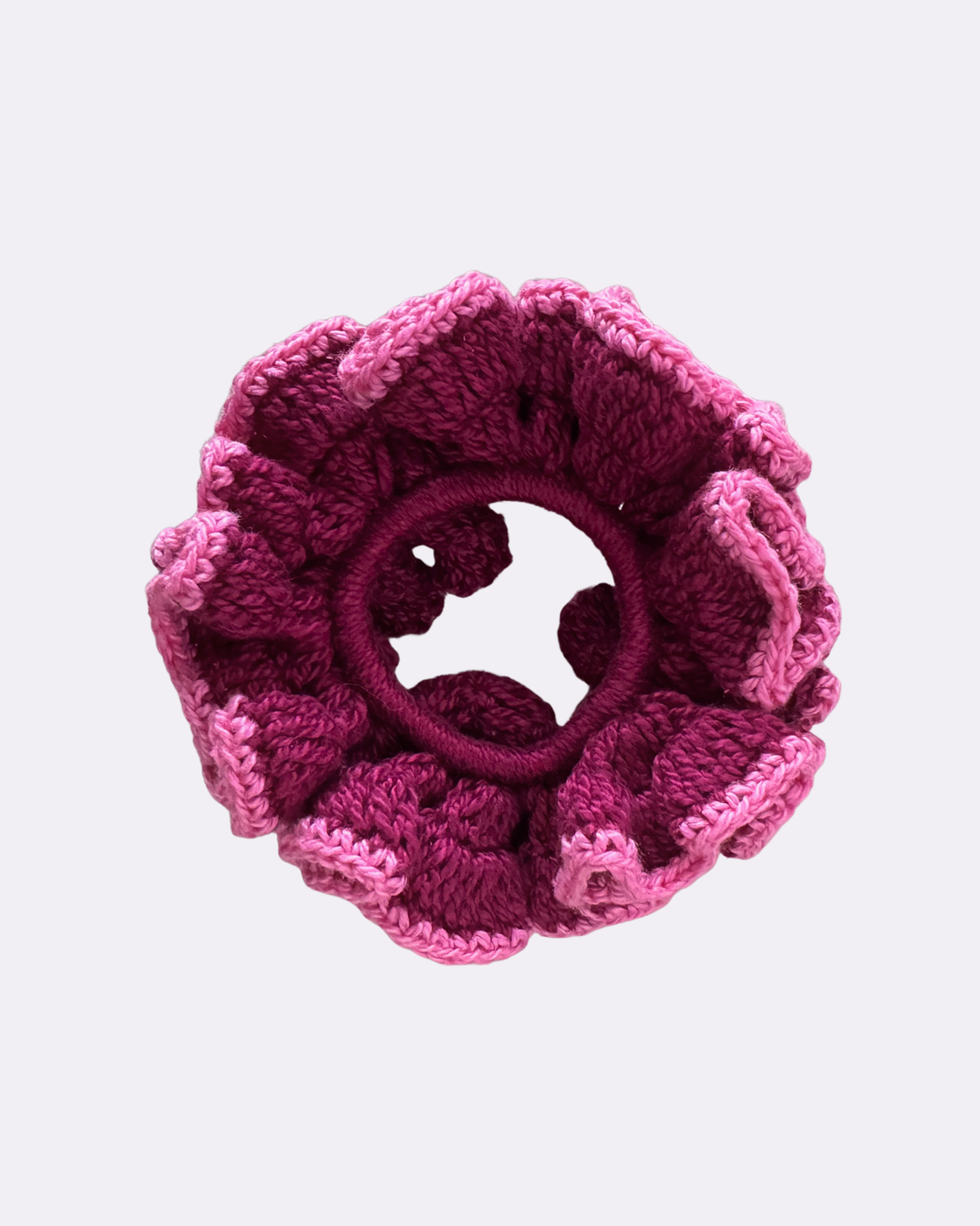 Scrunchie Crochê Contraste Bordô