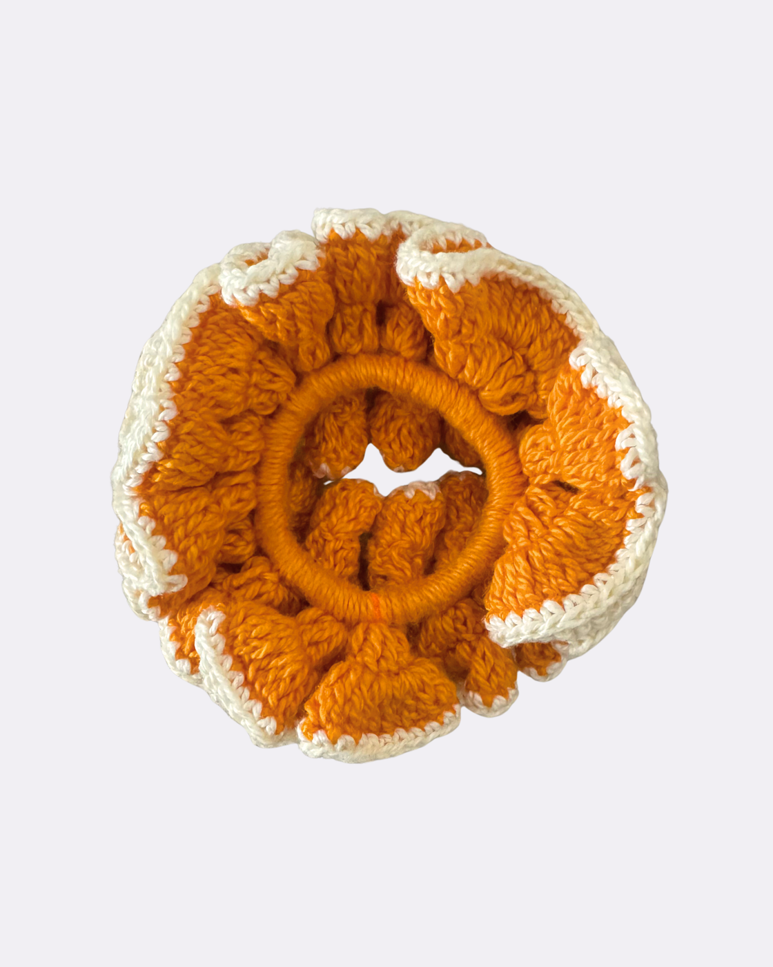 Scrunchie Crochê Contraste Laranja