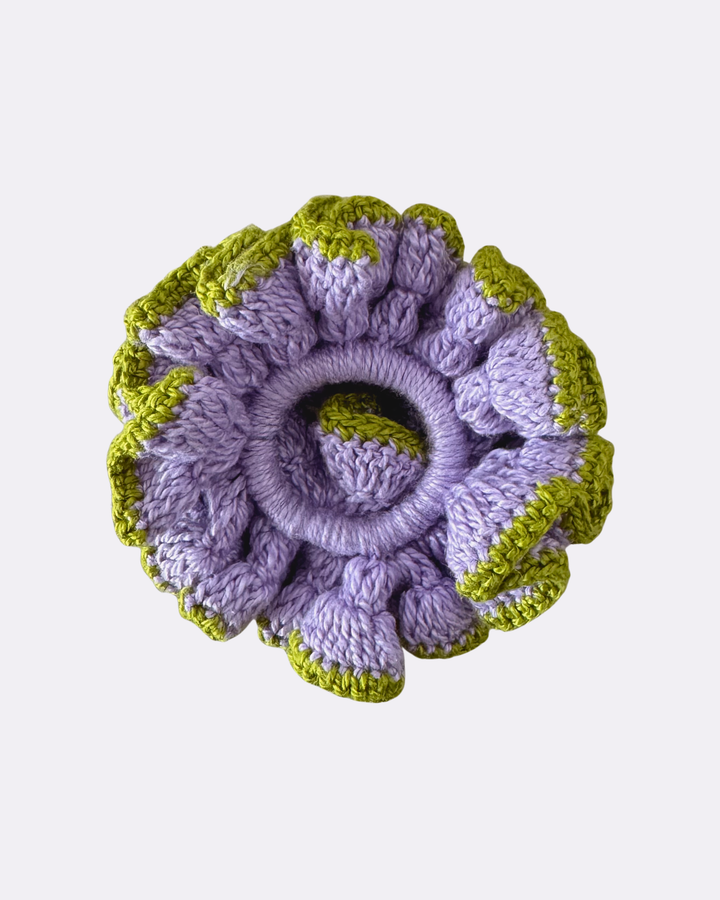 Scrunchie Crochê Contraste Lilás