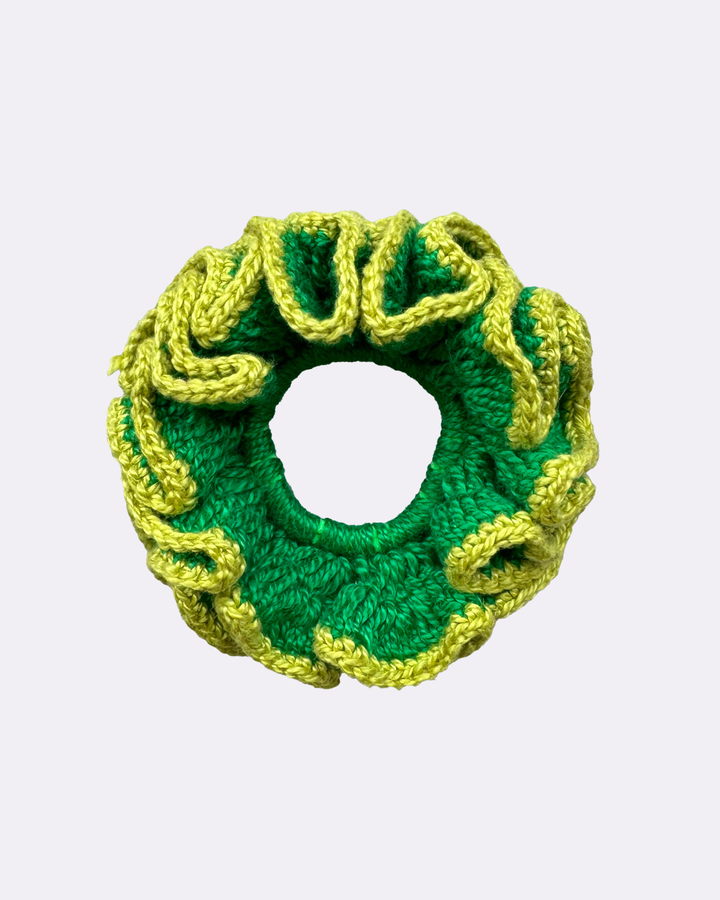 Scrunchie Crochê Contraste Verde