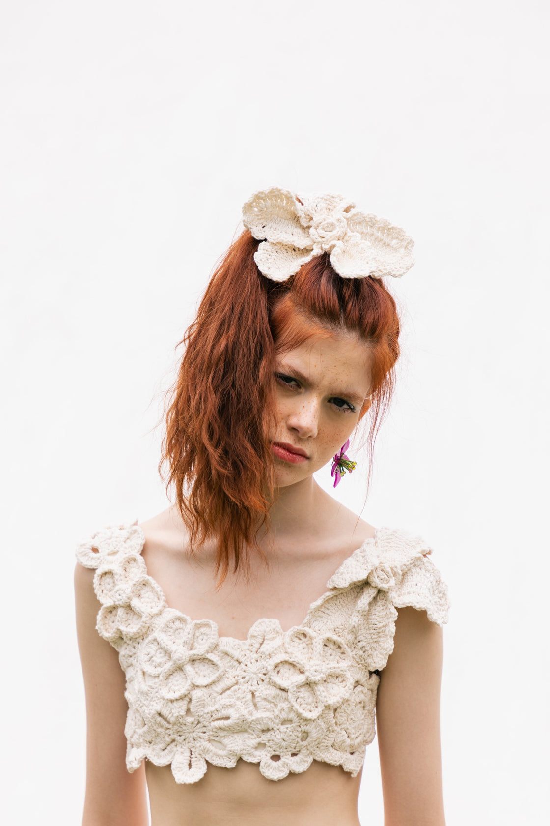 Scrunchie Crochê Flor