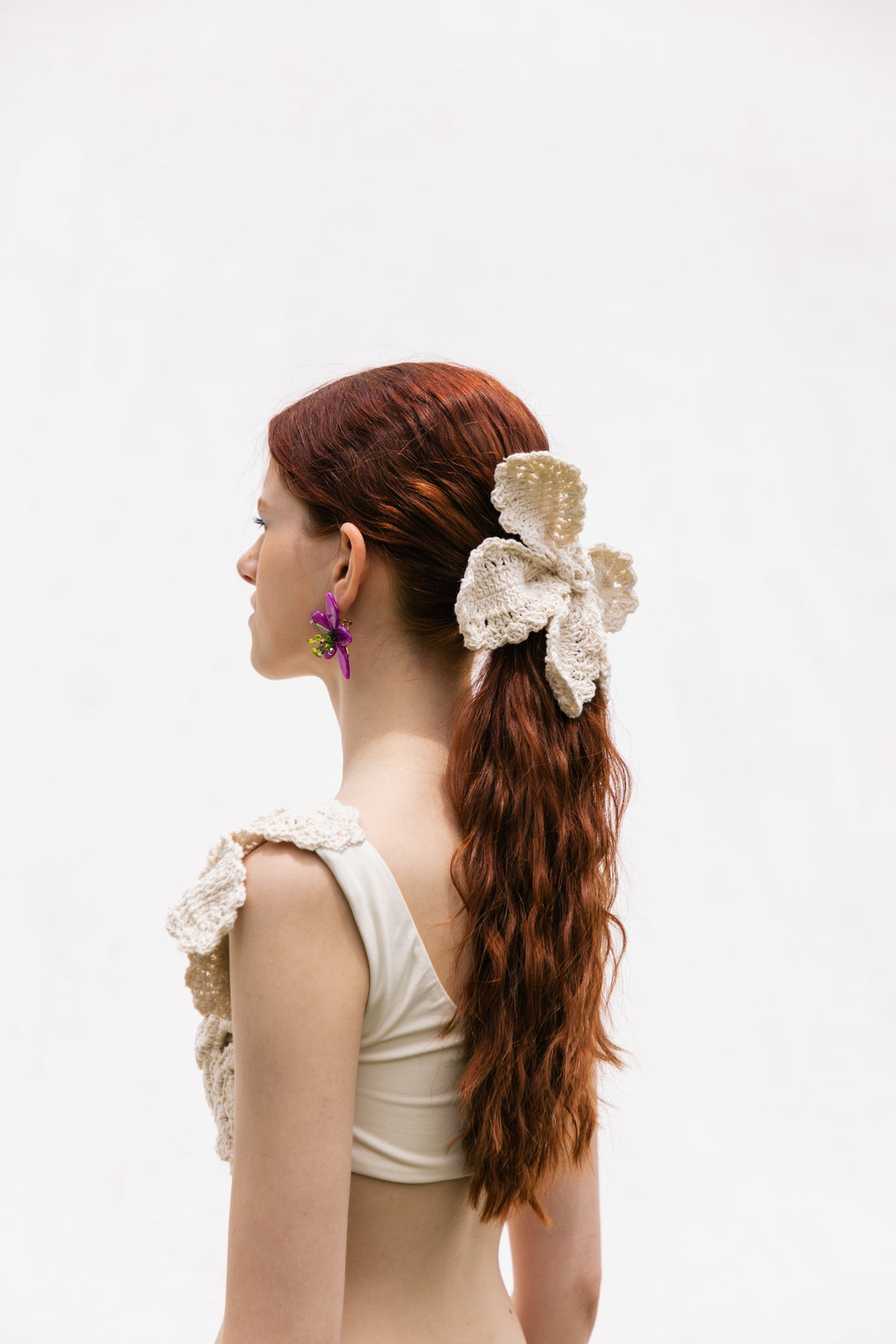 Scrunchie Crochê Flor