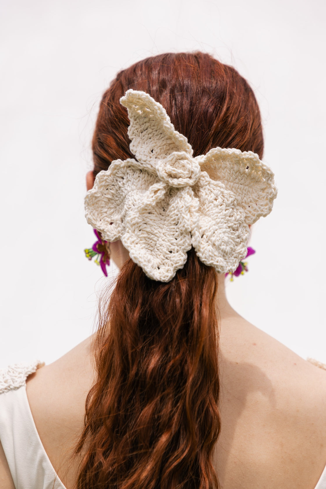 Scrunchie Crochê Flor