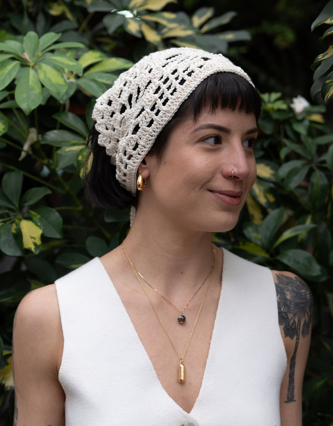 Bandana crochê ponto filé