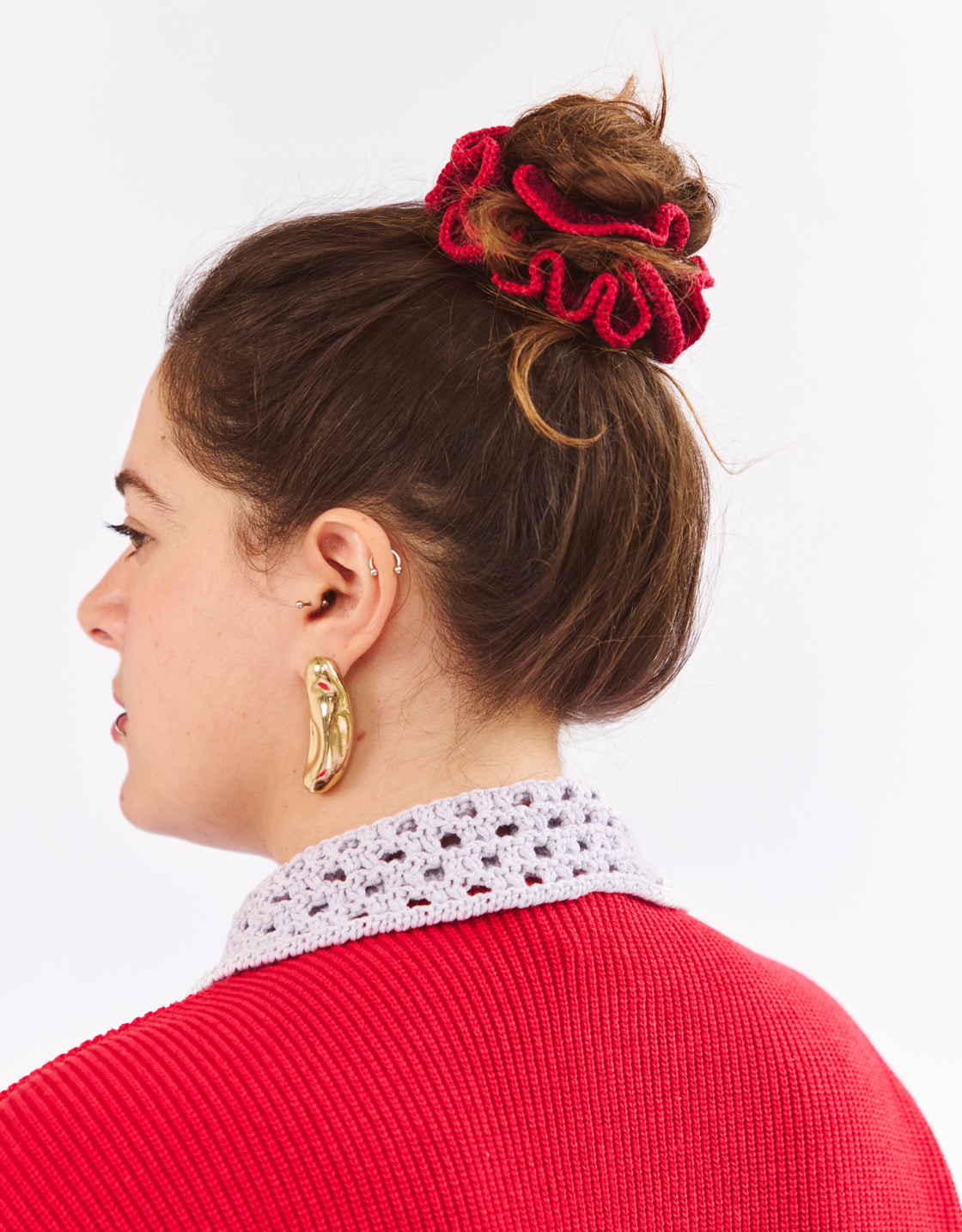 Scrunchie crochê contraste