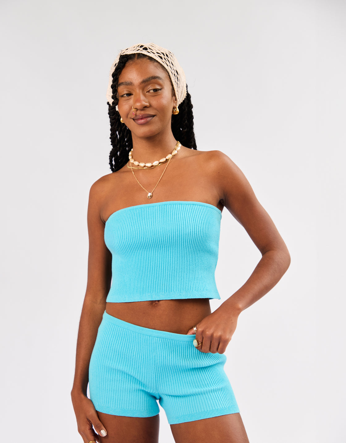 Shorts tricô canelado