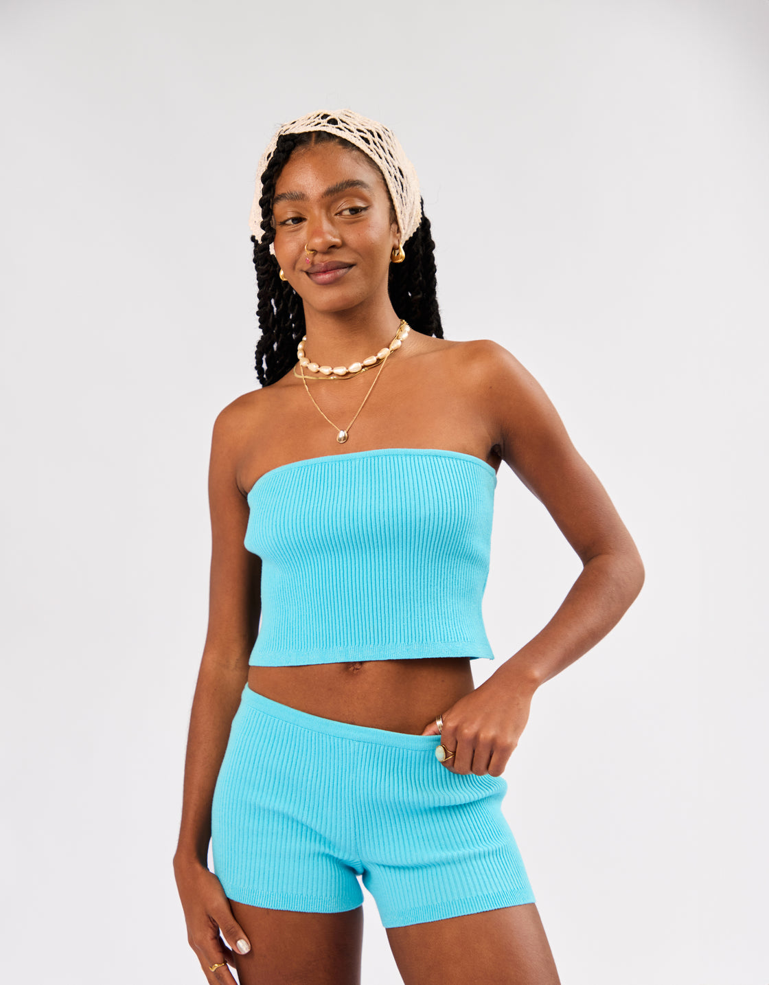 Shorts tricô canelado